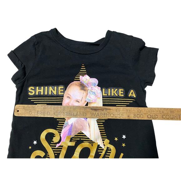 Nickelodeon jojo siwa T-Shirt Girls Size 7/8 Black Shine Like a Star Graphic Tee - Picture 3 of 8